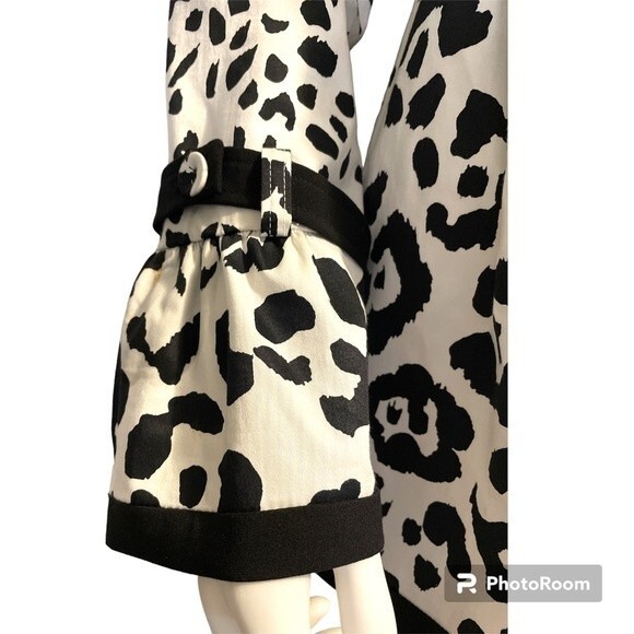 Sele Black and White Animal Print Midi Jacket Coat Size M - Picture 5 of 8